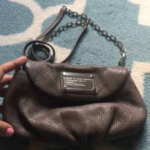 Marc Jacobs taupe clutch with silver hardware